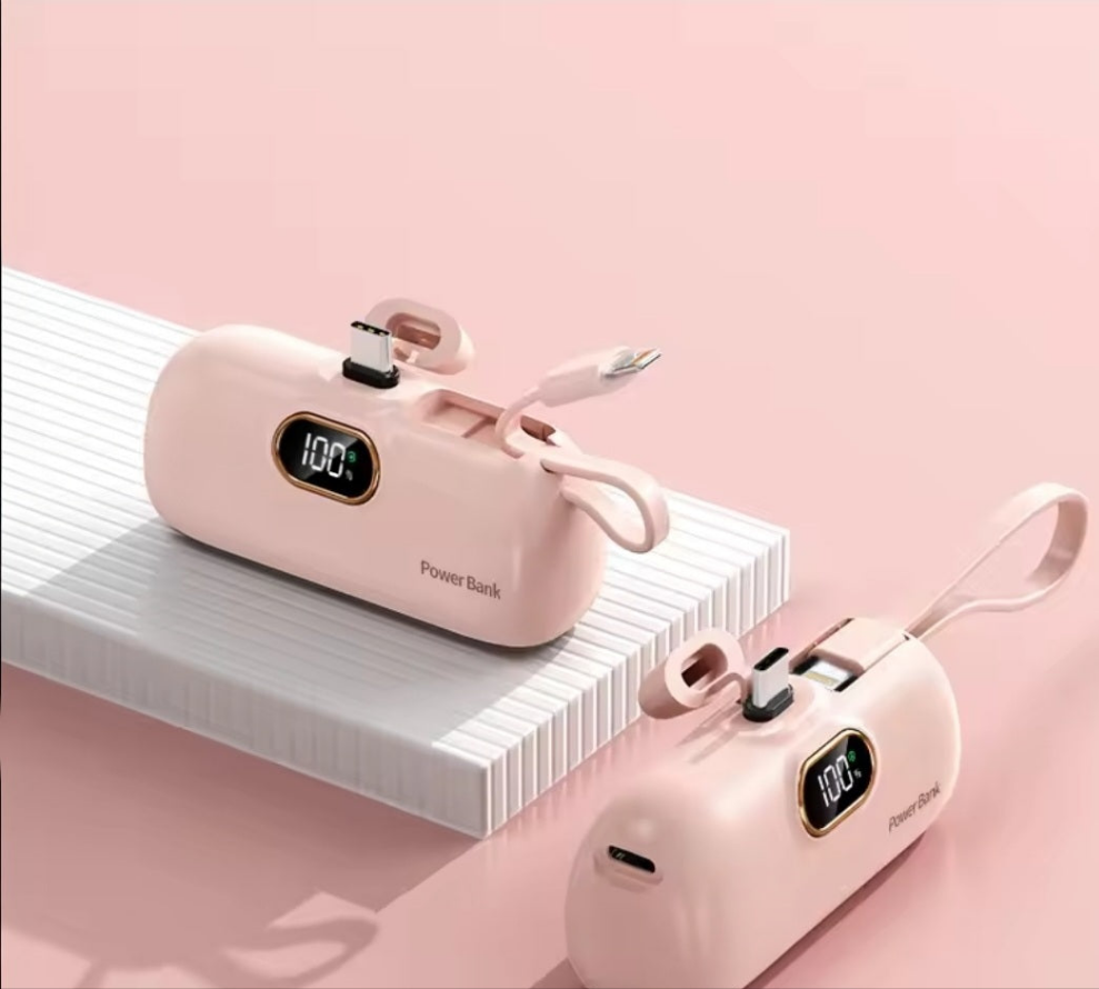 Mini Power Bank 5000mAh, Fast Charging with digital LCD for Android & iPhone