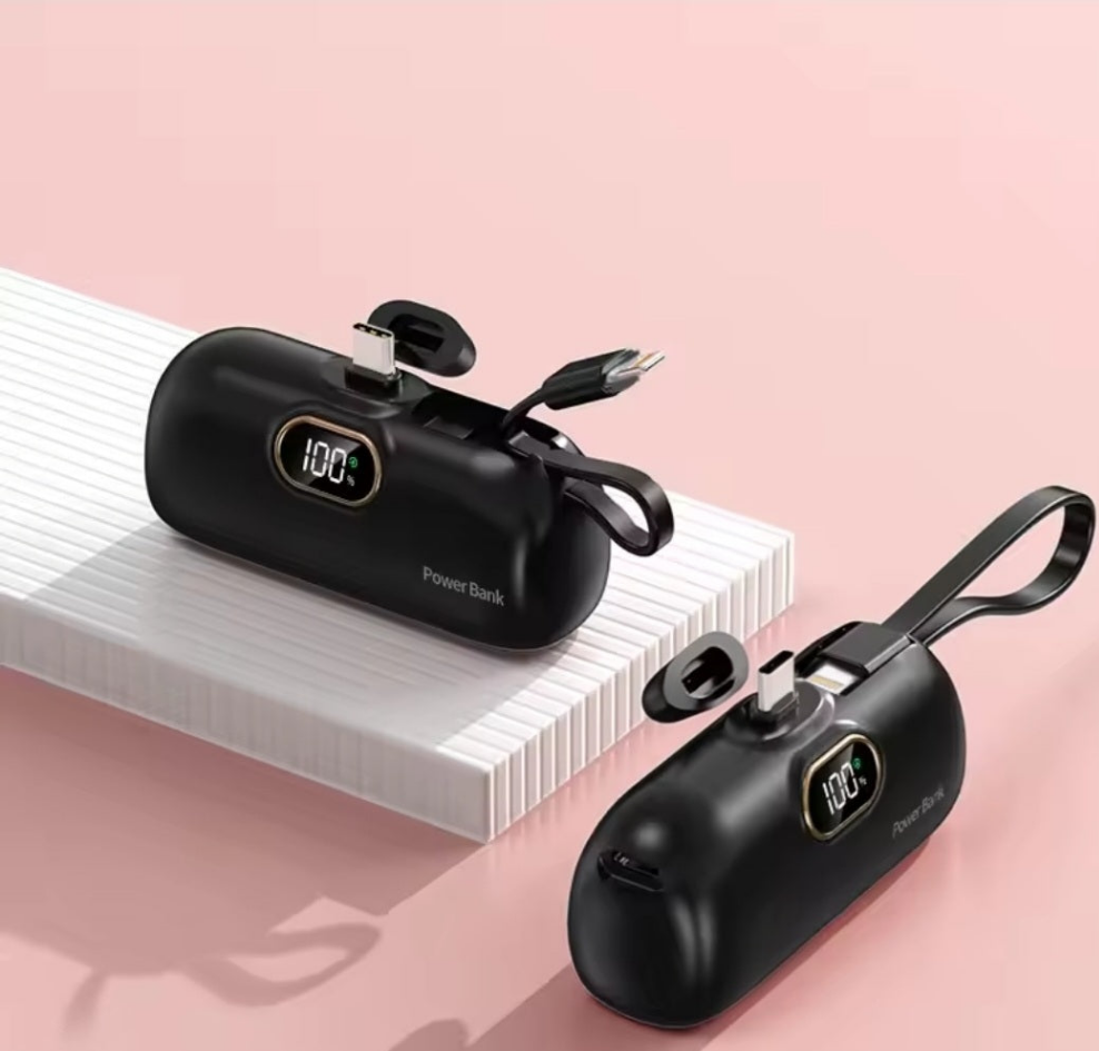 Mini Power Bank 5000mAh, Fast Charging with digital LCD for Android & iPhone